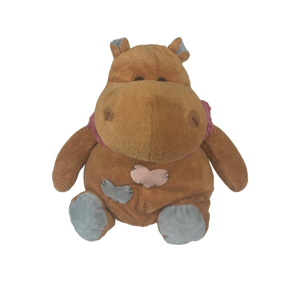 Hippopotamus with Heart Patches Pot Belly Plush Stuffed Animal